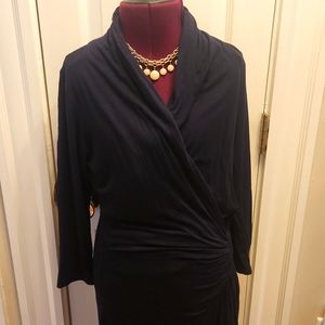 Navy faux wrap Karen Kane dress S